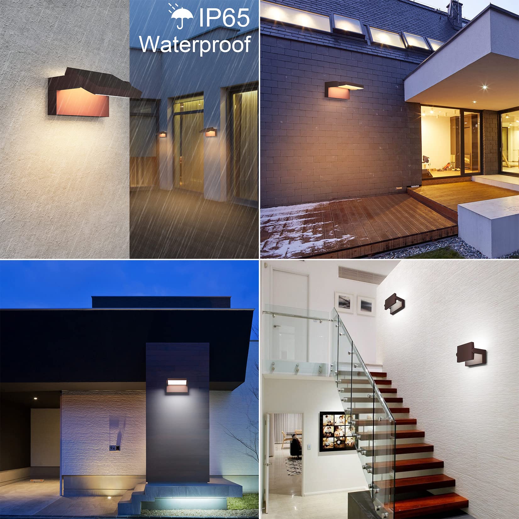 Klighten Applique LED Dimmerabile Esterno Interno 24W Controllo APP, Timer, IP65 Luci da Parete, Lampade da Parete Regolabile Alluminio Moderno per Ingresso Terrazza Giardini, Bronzo, 3000K-6000K