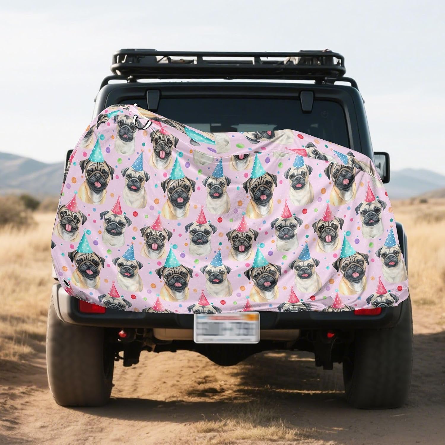 ALAZA Pug Dog Polka Dot Bike Cover Waterproof Outdoor Ebike Bicycle Covers Tarp Protection for 1/2 Bikes, Sun UV Dust Wind Proof