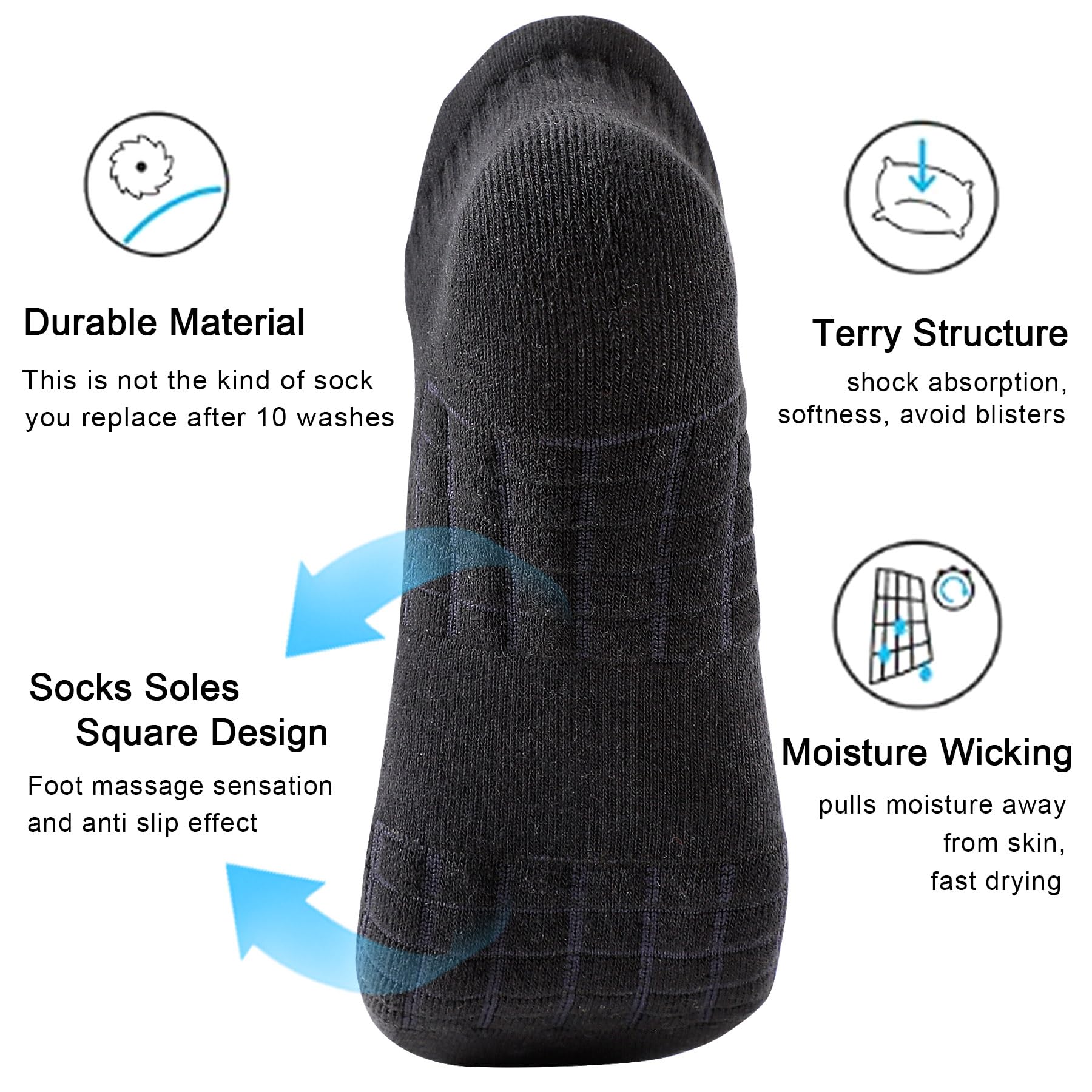 Kvckyyd Women's Ankle Athletic Running Socks Anti-Blister Cotton Cushioned Wicking Socks (5 Pairs)