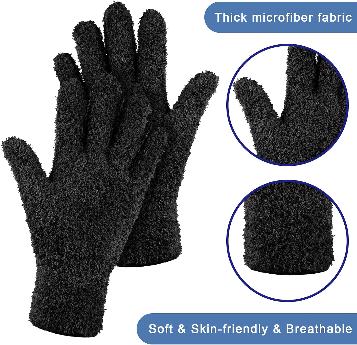 Bencailor 6 Pairs Microfiber Dusting Gloves, Dusting Cleaning Gloves Microfiber Gloves for Plants House Blinds Car Dust Mitt (Vibrant Color,Medium) image 5
