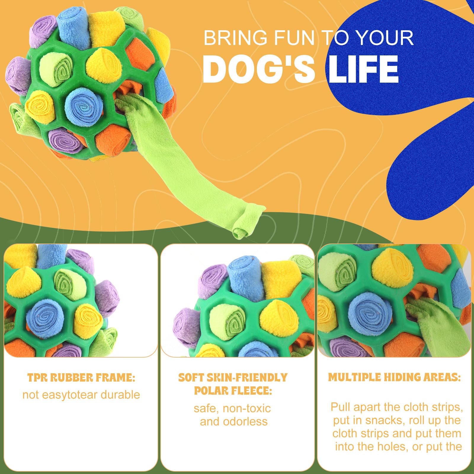 BINYI Tappetino Snuffle Mat per Cani Giochi Interattivi per Cane Indistruttibile Giocattoli Palla da Fiuto per Cani Addestramento