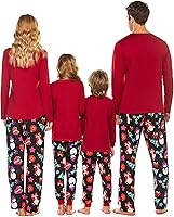Vista 2 de Ekouaer Christmas Pajamas Matching Family Pj Set Long Sleeve Tops and Plaid Pants for Sleepwear Soft Loungewear Pjs