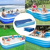Vista 6 de Cubierta rectangular para piscina, 120 x 72 pulgadas/10 x 6 pies, cubiertas inflables para piscinas sobre el suelo, cubierta de piscina infantil a