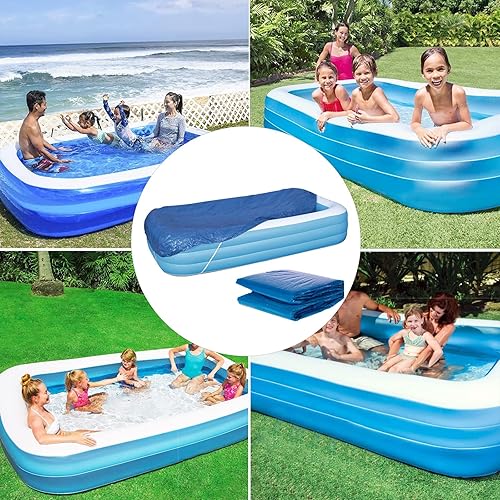 Miniatura 6 de Cubierta rectangular para piscina, 120 x 72 pulgadas/10 x 6 pies, cubiertas inflables para piscinas sobre el suelo, cubierta de piscina infantil a