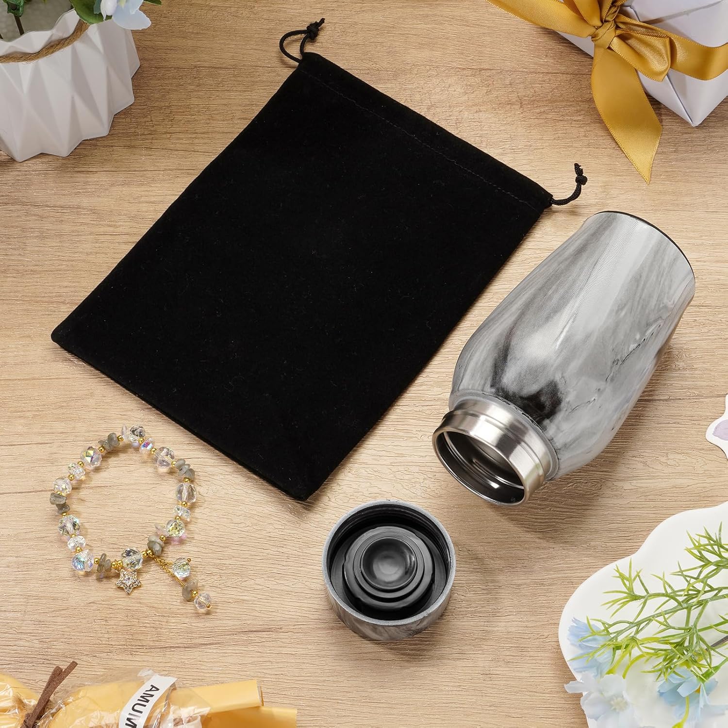 SOITIS Urns for Human Ashes, Mini Urn for Ash Male Female, Small Urns for Human Ashes Keepsake, Stainless Steel Memorial Cremation, Decorative Urn Funeral Urn - Black Keepsake Holder - Image 5