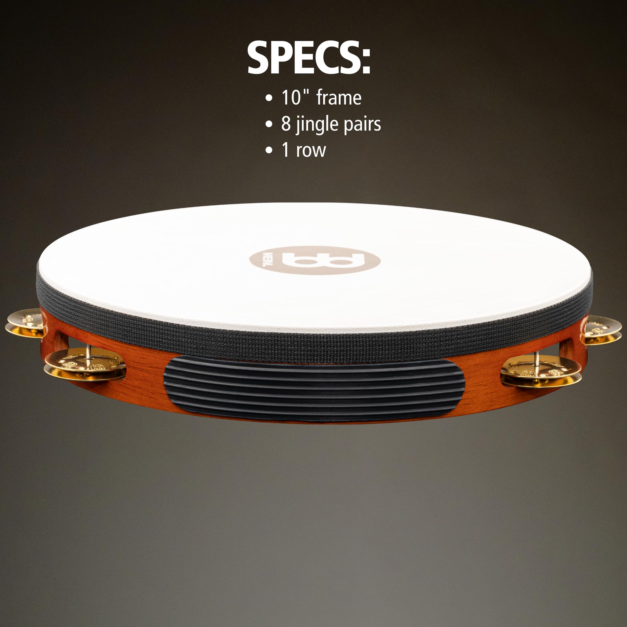 Meinl Percussion TAH1B-AB - Panderetas de madera con puntas de latón de 25,4 cm (10 pulgadas), 1 row