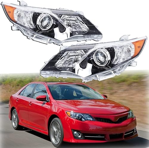 Conjunto de faros delanteros laterales izquierdo y derecho, carcasa negra, lente transparente, reemplazo para Camry SE 2012 2013 2014
