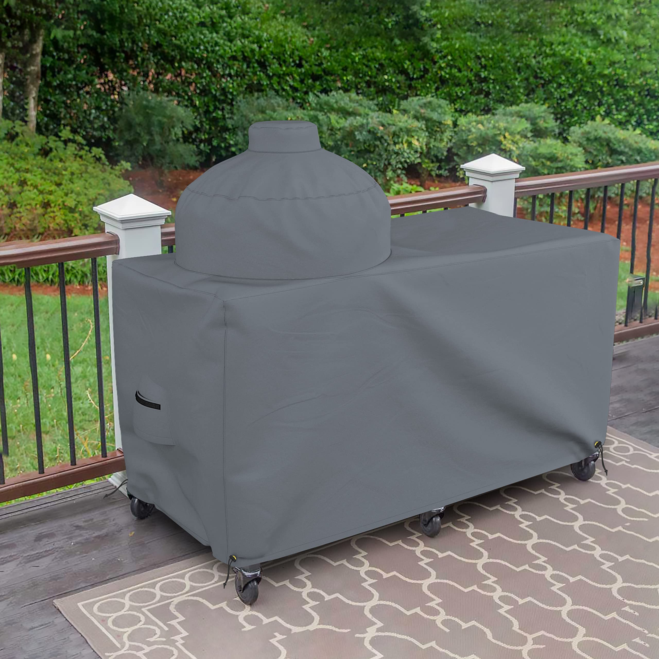Duże jajko grill na zewnątrz pokrowce na patio - wodoodporne, 300 ml obustronne powlekane PCW, materiał odporny na wszystkie warunki atmosferyczne. Pokrowce na meble patio ze sznurkiem do wygodnego dopasowania (152 cm dł. x 76 cm gł. x 127 cm wys. , szary