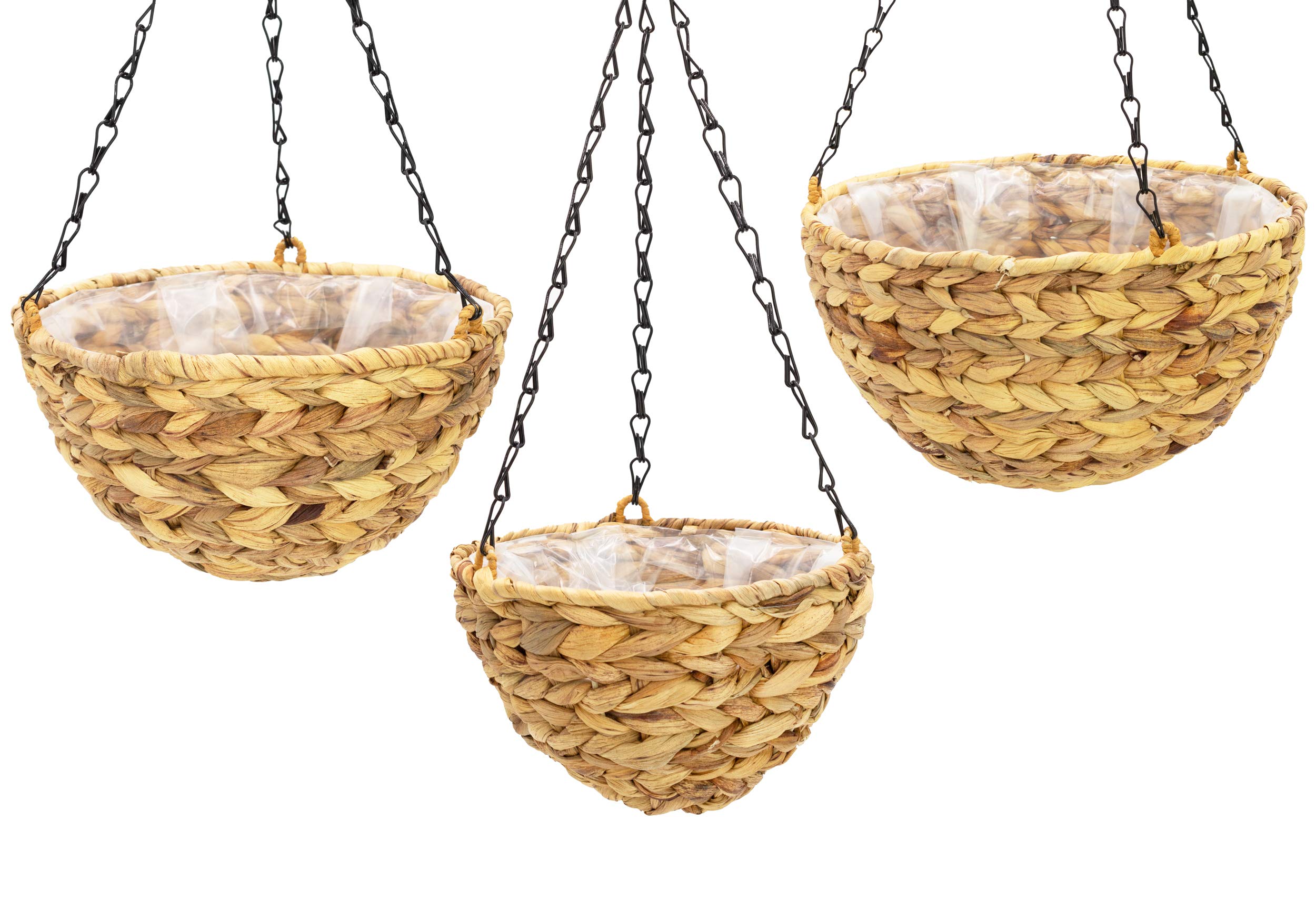 3 x Pflanzenampel mit Kette Wasserhyazinthe Blumenampel Hängeschale 3er Set - D=20, 25 und 30 cm