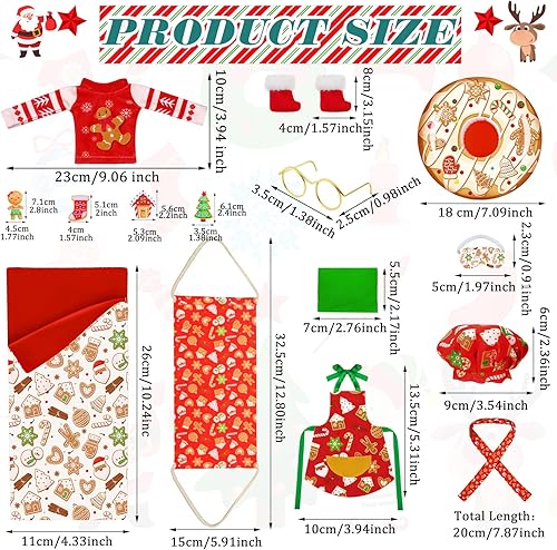 Miniatura 3 de Juego de 15 piezas de accesorios de muñeca elfo de Navidad, ropa de elfos de Navidad, incluyendo suéter de elfo, saco de dormir, hamaca, delantal,