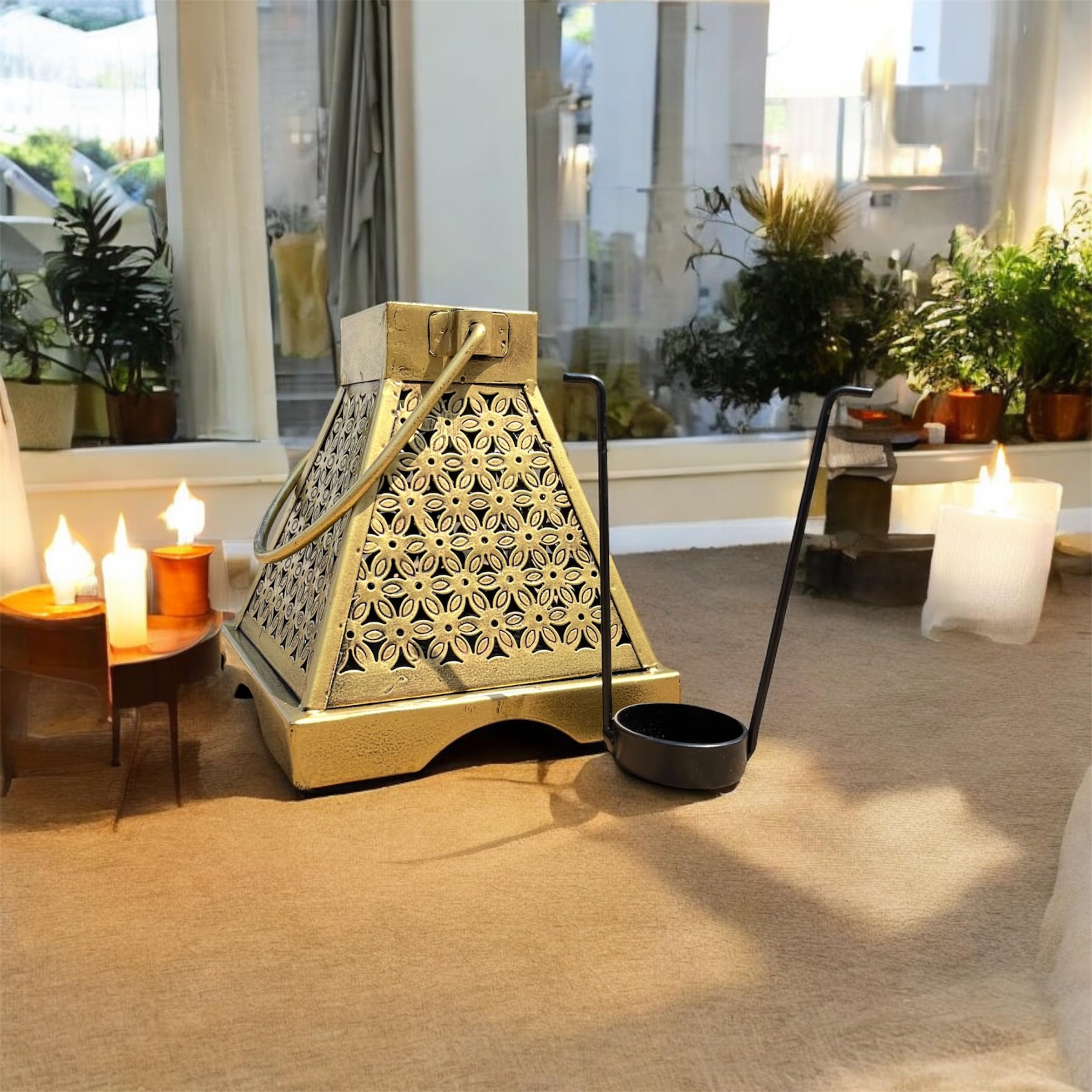 Rajasthani Art Metal Tea Light Candle Holder Antique Gold Finish Candle Holder Stand Showpiece for Home Décor