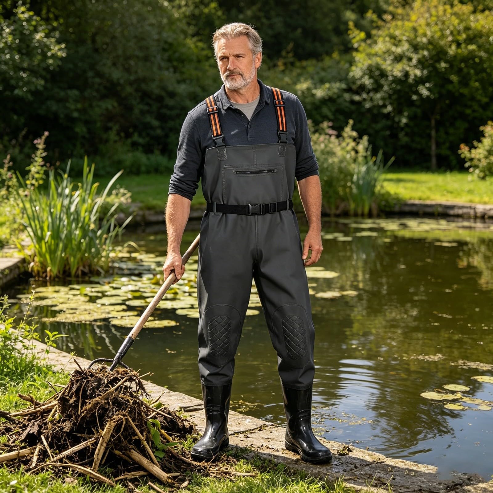 Wathose mit Stiefeln für Herren, wasserdicht, atmungsaktiv, Angel-Wathose, leichter Wat-Overall, für Männer und Frauen, Jagd, Fisch, Overall für Arbeit, Karpfen, Fliegenfischen, Gartenarbeit
