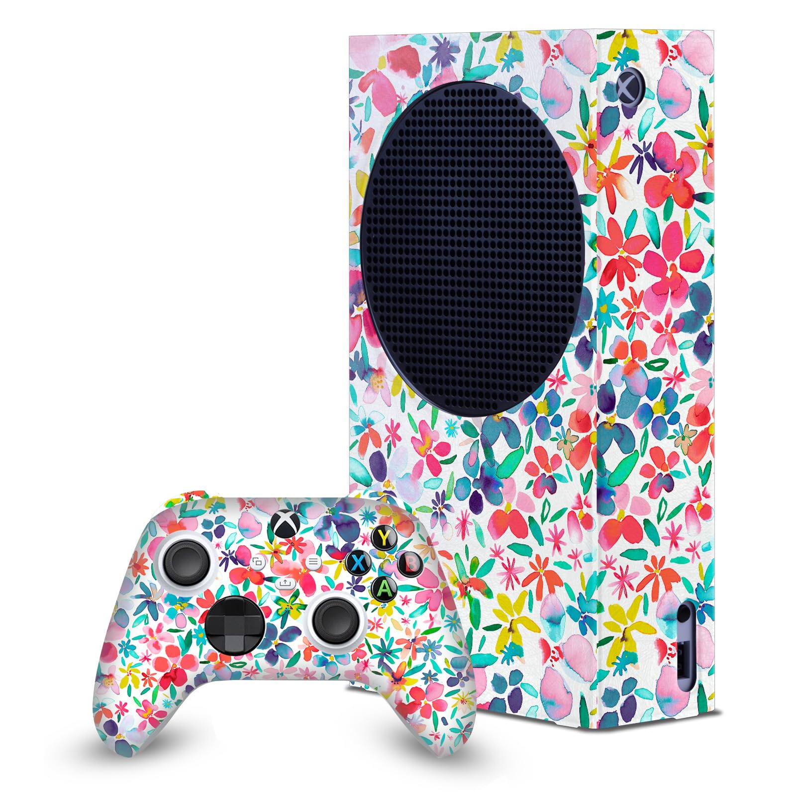 Head Case Designs Sous Licence Officielle Ninola Printemps de pétales colorés Mix Art Enveloppement De Console De Jeu Et Skins Pour Manette compatible avec Xbox Series S Console & Controller Bundle