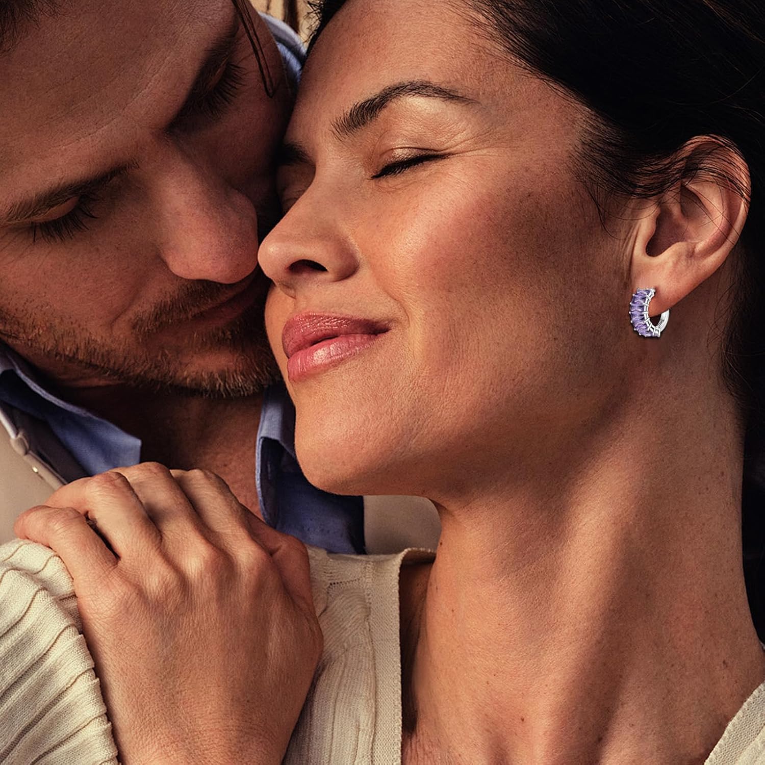 Gemstone Huggie Hoop Earrings, 925 Sterling Silver Baguette Hoop Earring Birthstone Jewelry Gift for Women - Image 3