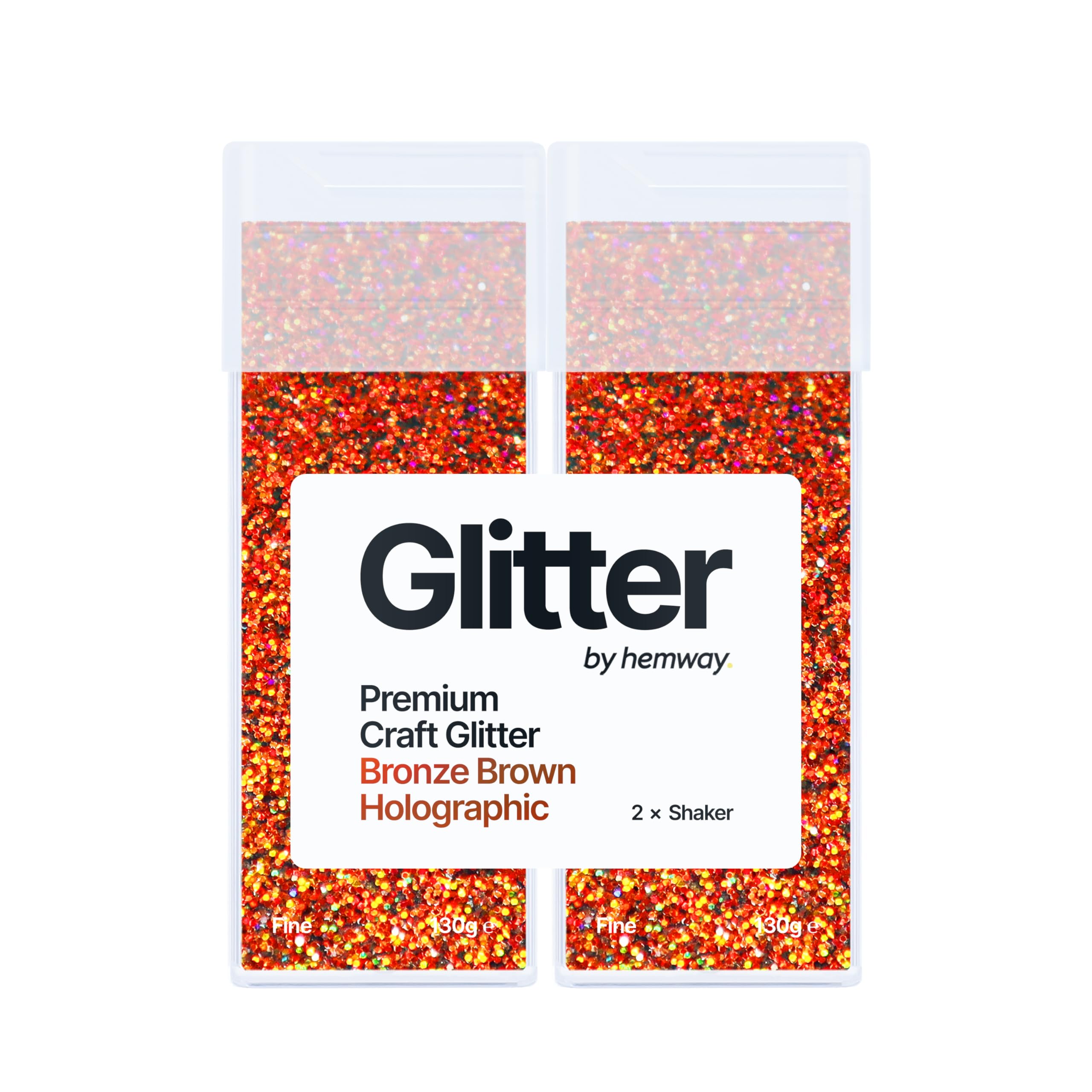 Hemway Glitter Shaker Bronze Brown Holographic 130g x2 Pack Fine, Craft Glitter Shakers for Resin & Epoxy Crafts