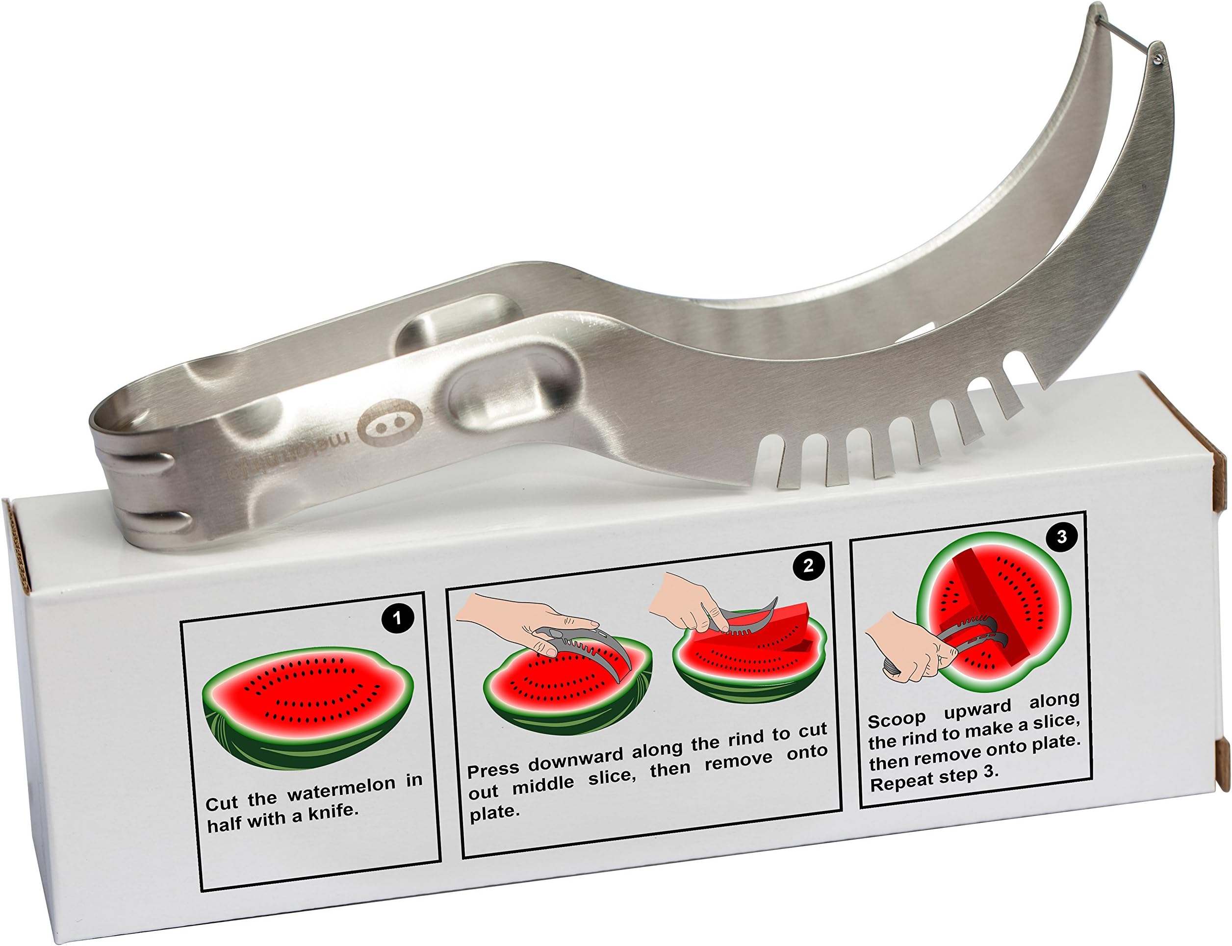 MELON NINJA Deluxe Stainless Steel Watermelon Slicer Corer Cutter Knife…