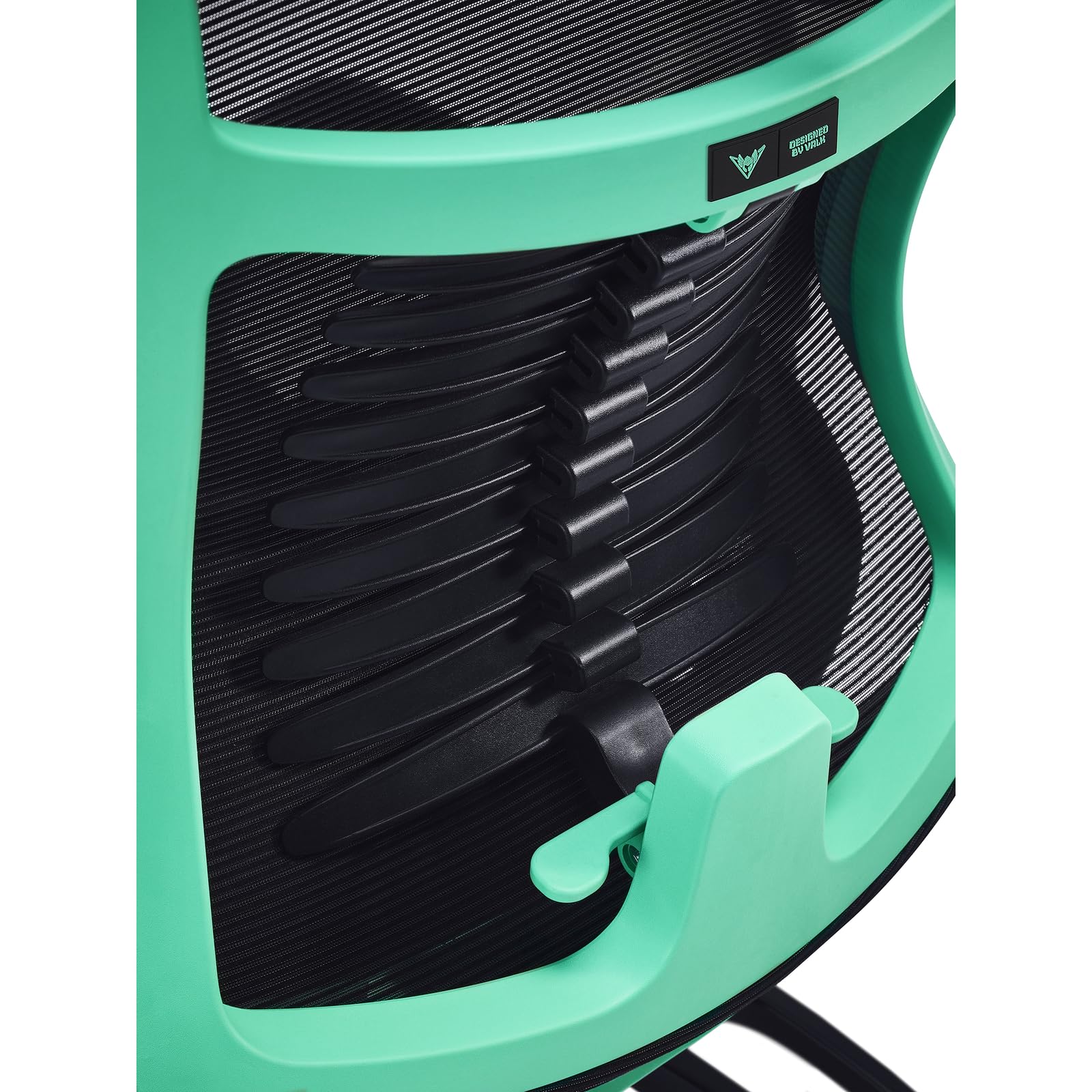 VALK Noma - Silla Gaming de Malla Transpirable, Silla Oficina Ergonomica, Reposabrazos 3D, Base Aluminio, Mecanismo Sincronizado, Reclinable, Asiento Deslizante, Reposacabezas (Negro/Aqua Menthe)