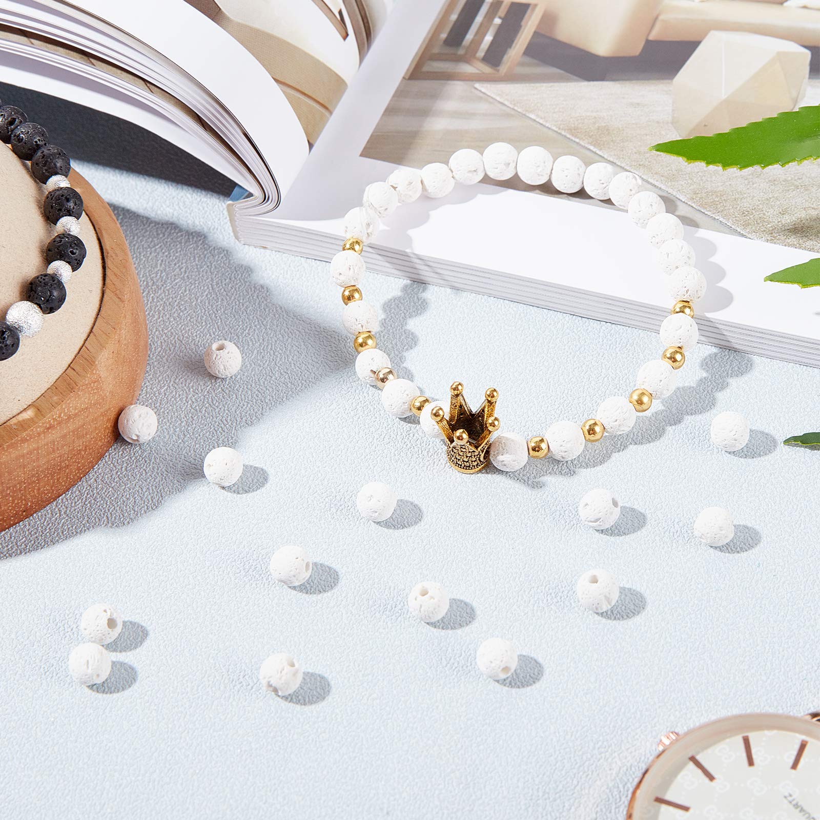 Beadnova Lavastein-Perlen 6–12 Mm Rund – Natürliche Edelsteinperlen Für Schmuck DIY