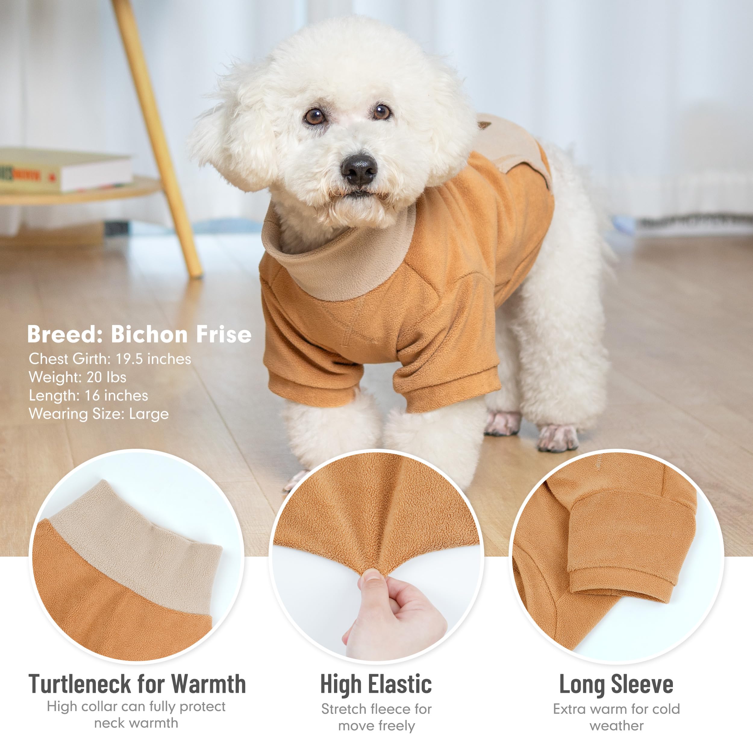 cyeollo Paquete de 2 suéteres para perros pequeños, suéter de invierno suave de cuello alto para perros pequeños, machos y hembras, sudadera cálida para perros, ropa elástica y cómoda para mascotas,