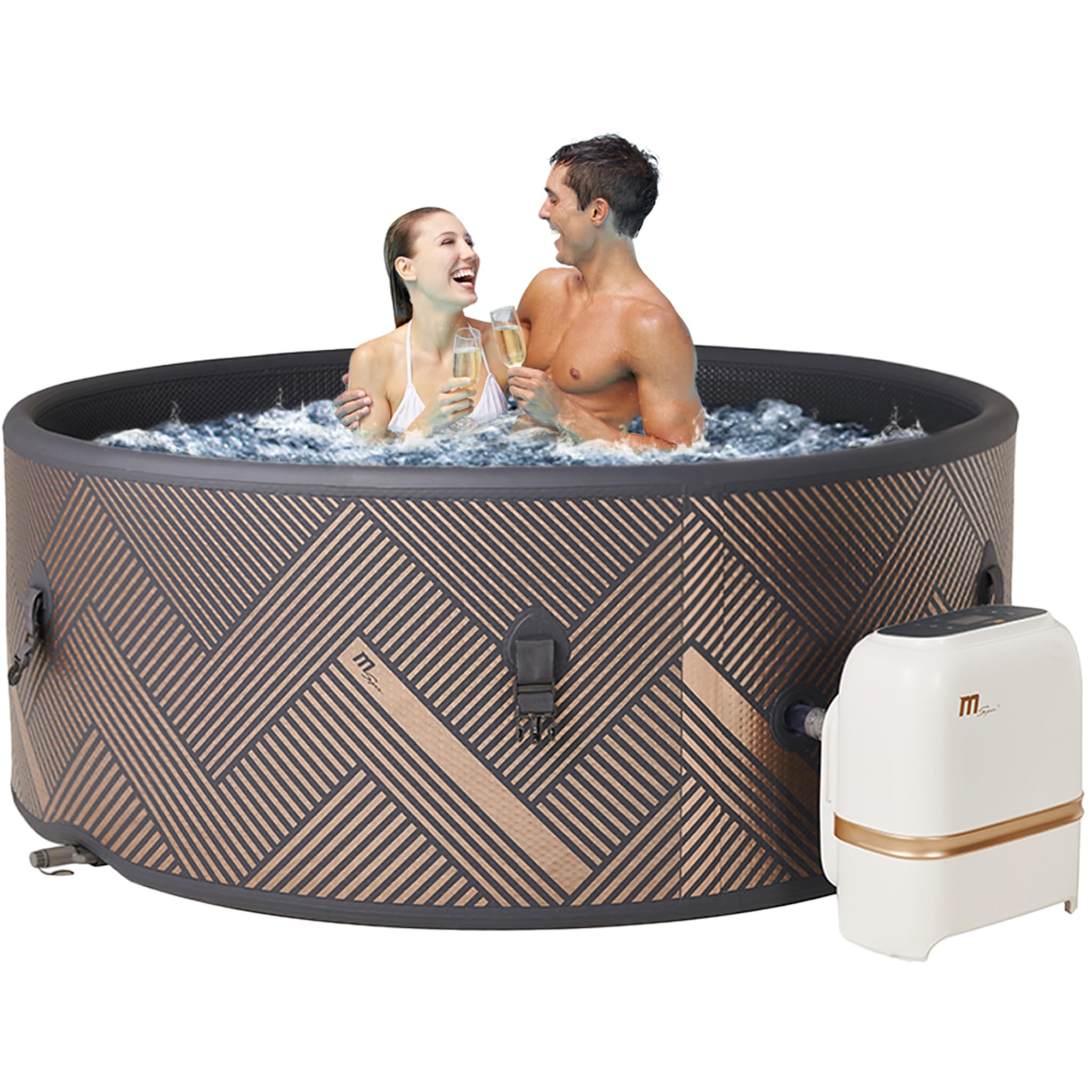 Miweba MSpa Whirlpool Outdoor | Frame Mono 6 Personen Pool - Aufstellpool mit smarter App Steuerung - UVC+ Wasserreinigung - Spa ⌀ 173.0 cm - Hot Tub - Aufblasbarer Whirlpool - Swimmingpool aufblasbar