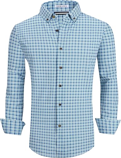 Alex Vando Mens Button Down Shirts Wrinkle Free 4-Way Stretch Print Business Casual Shirt