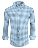 Mens Button Down Shirts Wrinkle Free 4-Way Stretch Print Business Casual Shirt