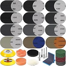 141Pcs Sandpaper 3 Inch Sanding Disc Grit 60-10000 Drill Sanding Attachments Car Polishing Pads Kit for Drill Wet and Dry Sanding Paper for Car Headlight Restoration Wood Metal Mirror