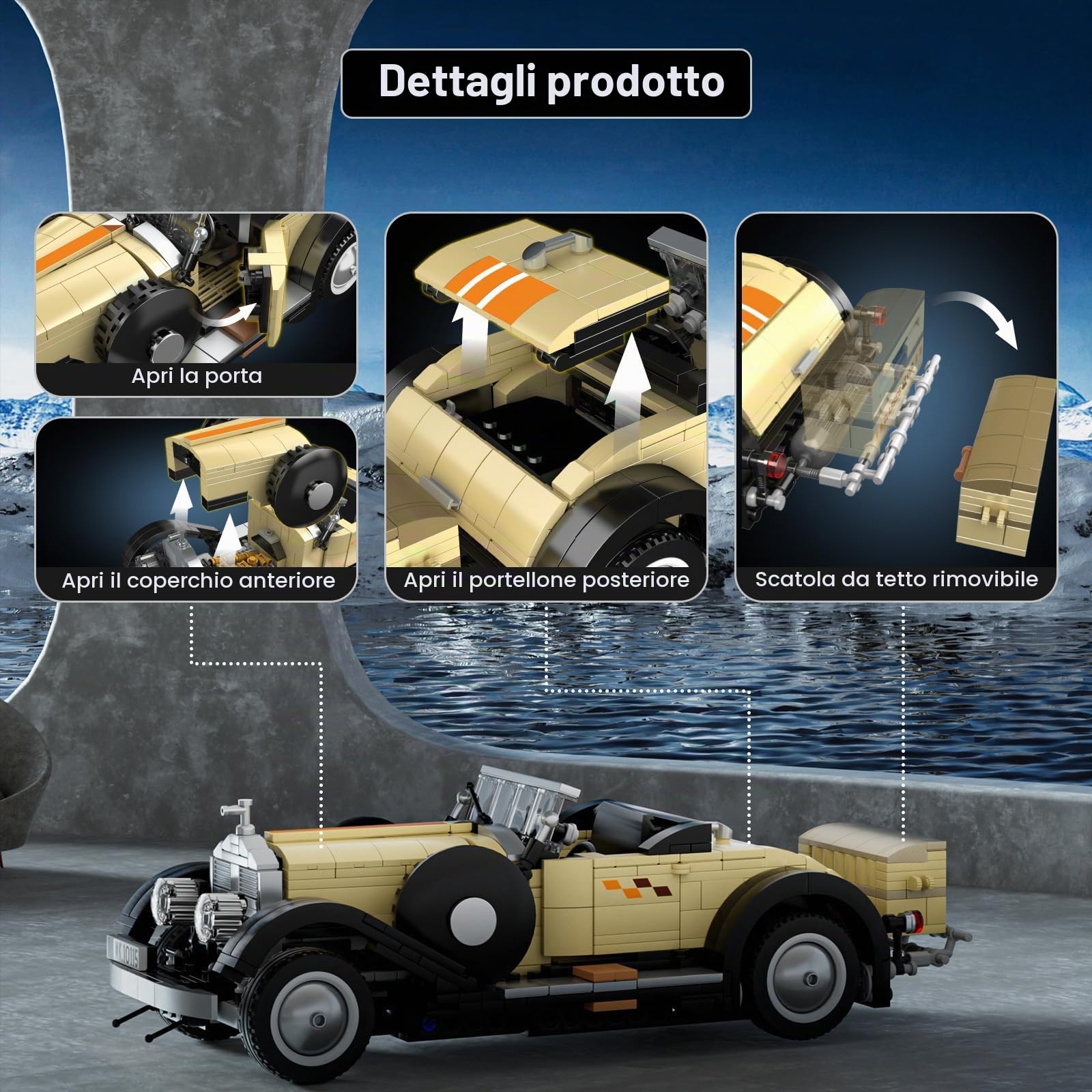 Mould King 10115 Technic Auto Classica Trasformabile Mattoni Modello Auto Classica Compatibile con Altre Marche Regalo (897 pezzi)