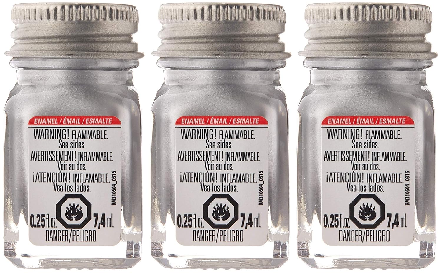 Testors 1146TT Enamel Paint Testor, Metallic Silver, 1/4Ounce (Тhree