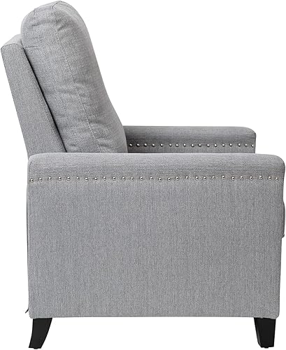 Miniatura 7 de Flash Furniture Carson - Silla de empuje estilo transicional, tapicería de tela, adorno de uñas, reclinable, color gris claro