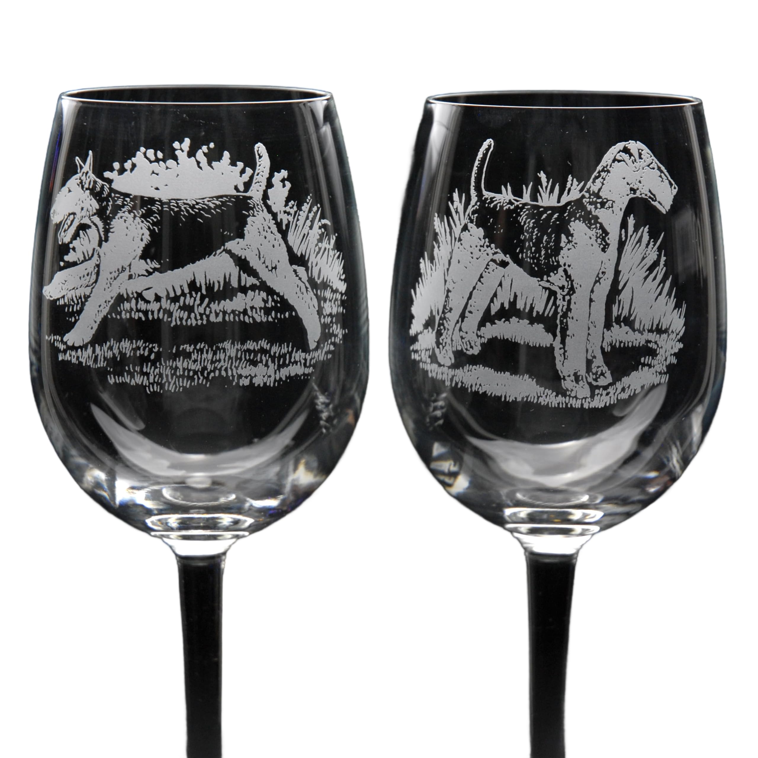 GLYPTIC Glass Art Airedale Terrier Dog Placement Hand Etched/Engraved Crystal Wine Glass — image 1