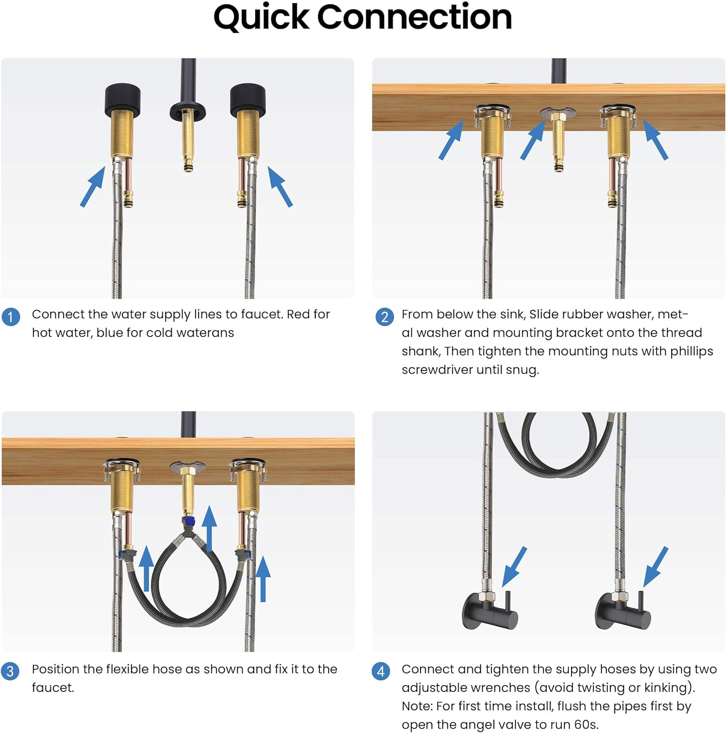 KIBI KBF1026 2-Handle 8-Inch Widespread Bathroom Sink Faucet with Drain Assembly, Solid Brass 3-Hole Lavatory Faucet | Circular X Design in Chrome Finish | Corrosion-Resistant with Smooth Water Flow