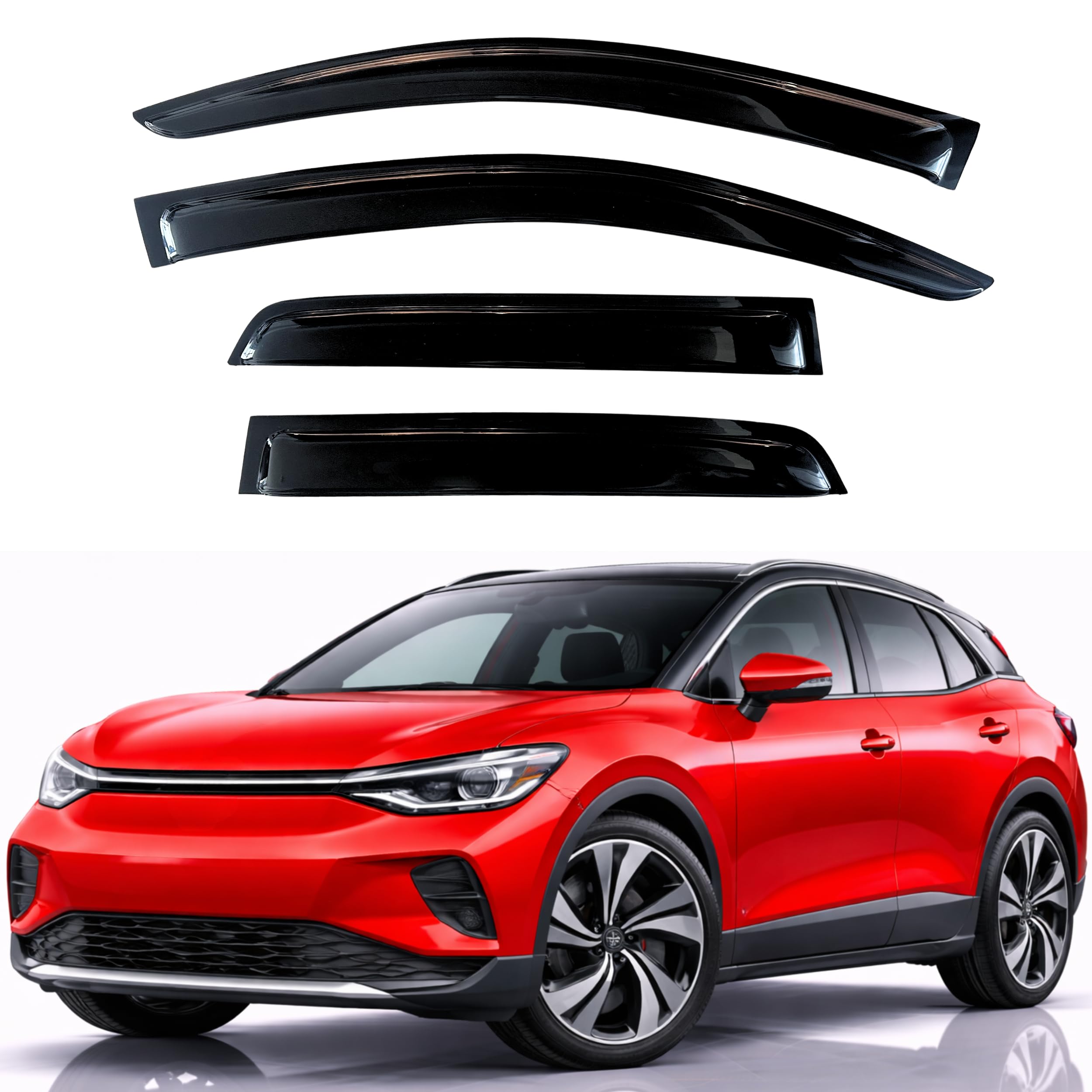 KPY Rain Guards Fit for 2021-2026 Volkswagen ID.4, Out-Channel Window Visors Vent Wind Deflectors 4PC, Car Accessories for 21-26 VW Volkswagen ID4