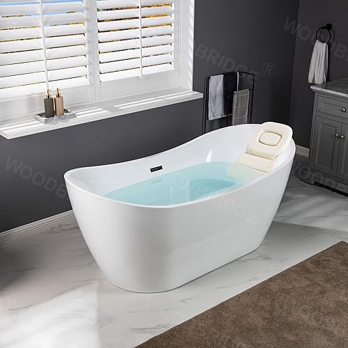 WOODBRIDGE Bañera de almohada BTA1515-MB-Drain &O+, con Drian negro mate