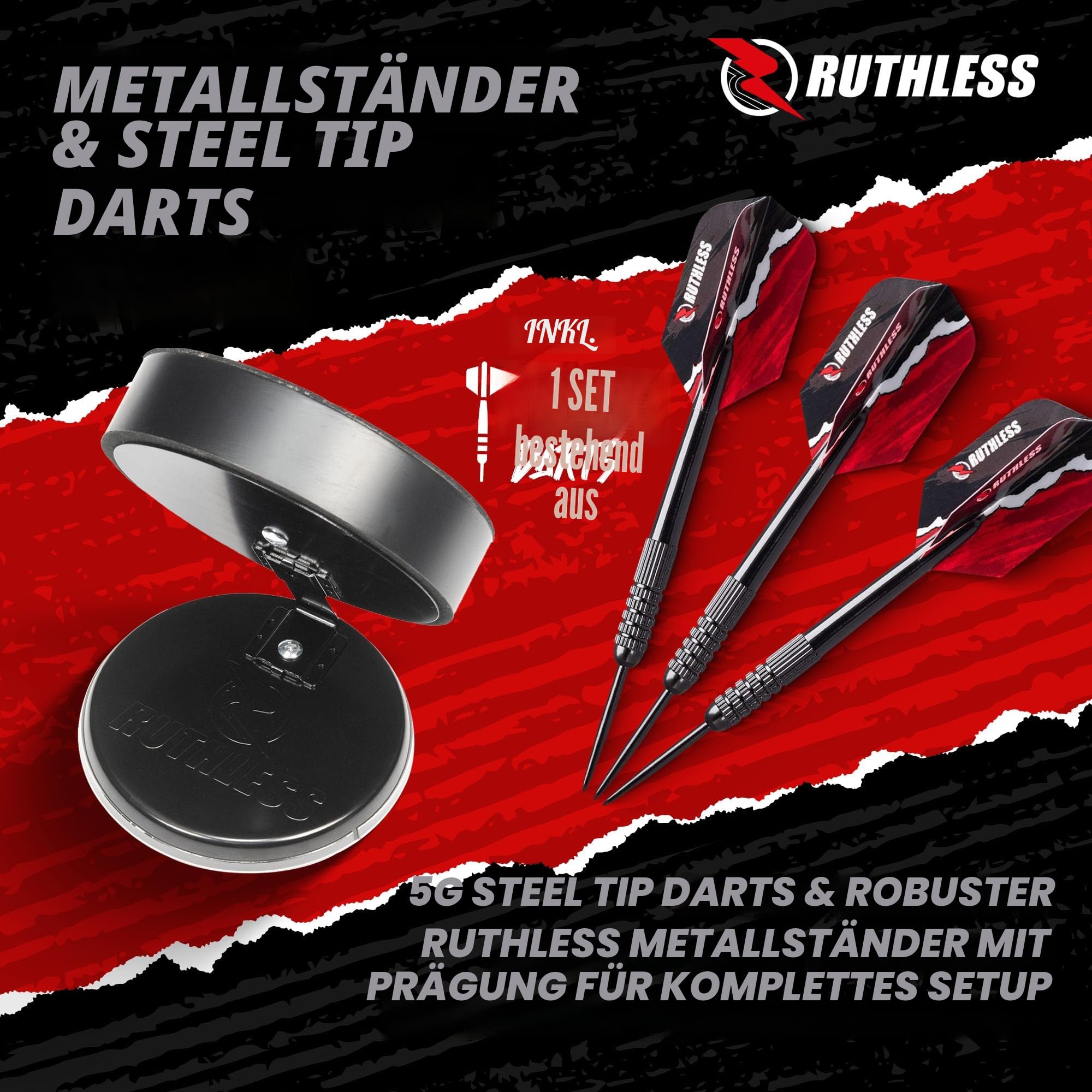 Ruthless Mini-Dartscheiben-Set | Miniatur-Dartpfeile und Dartscheiben-Set für Zuhause und Büro, inklusive Mini-Dartpfeilen mit Stahlspitze