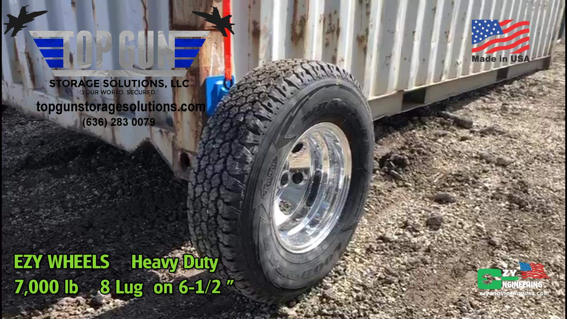 Ezy Engineering Wheels Heavy Duty 8LUG Shipping Container Wheels Top