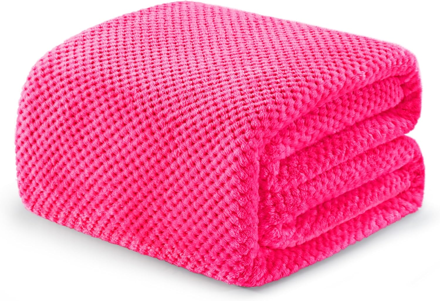 Exclusivo Mezcla Fleece Bed Blanket King Size, Super Soft and Warm Blankets for Couch, Sofa and Bed Waffle Textured, Cozy, Fuzzy and Lightweight (Hot Pink, 90x104 Inches)