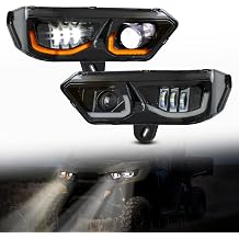 LED Headlights Assembly for Can Am Defender/Defender MAX HD5 HD8 HD10 HD7 HD9 PRO HD10 2016-2025 Accessories, LED Headlamp Head Light with White High Low Beam DRL & Amber Turn Signal Lights