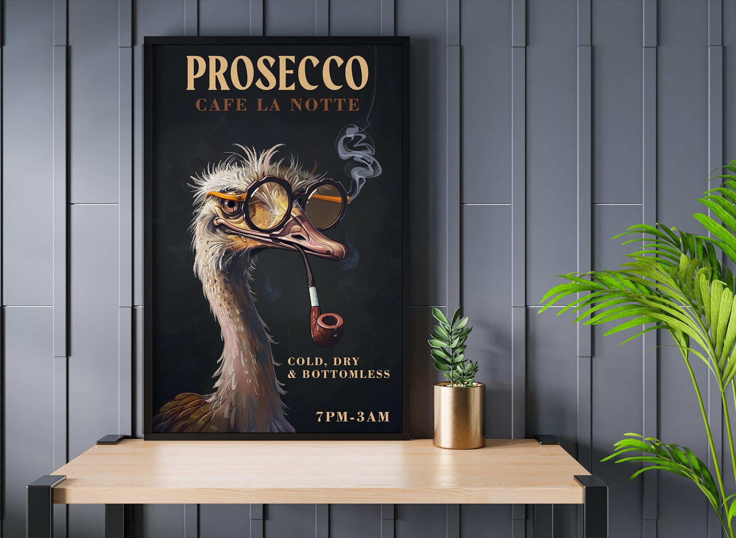 SnowCrazy9x Prosecco Cafe La Notte Poster - Vintage Art Deco
