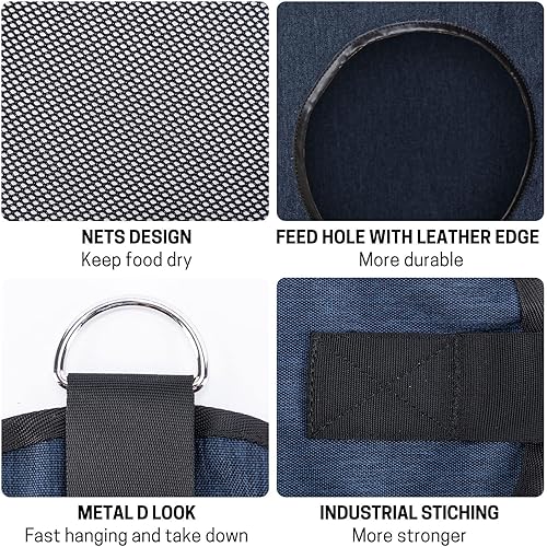 Miniatura 4 de ZELARMAN Bolsa de heno para caballos con gran capacidad, redes de heno de alimentación lenta, bolsa de alimentación para caballos, ovejas