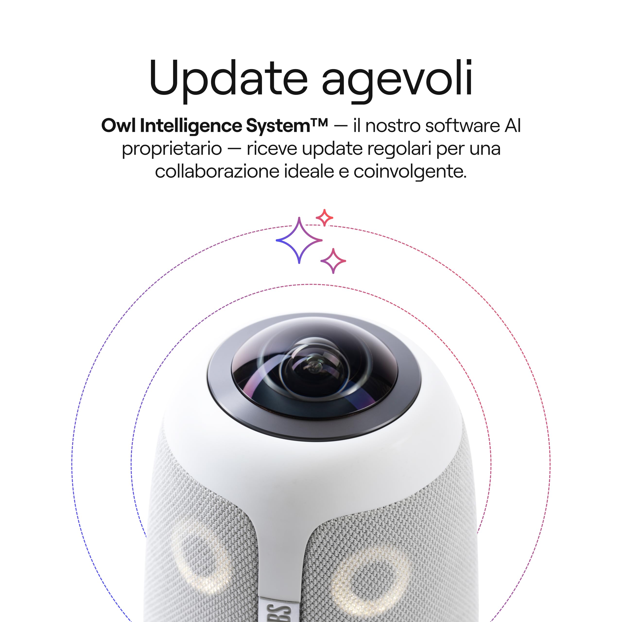 Owl Labs Meeting Owl 3 - Videocamera per videoconferenza HD Smart 1080p a 360°, microfono e altoparlante (fuoco automatico altoparlante, Smart Zoom, equalizzazione rumore)