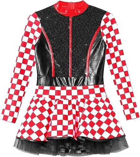 Miniatura 3 de Oyolan Disfraz de conductor de carreras para niñas, disfraz de piloto de carreras de cosplay, traje de lentejuelas brillantes, disfraz de Halloween