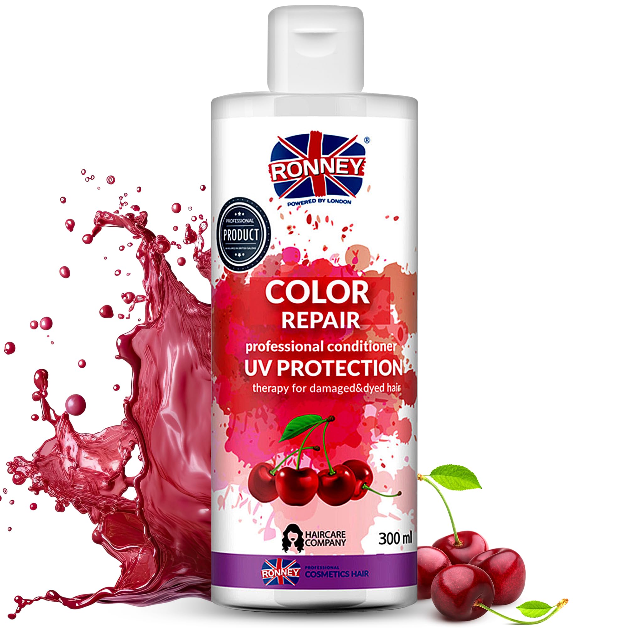 RONNEY Conditioner for Coloured Hair With Cherry Extract, 300ml Professional Colour Conditioner for Damaged & Dry Hair
