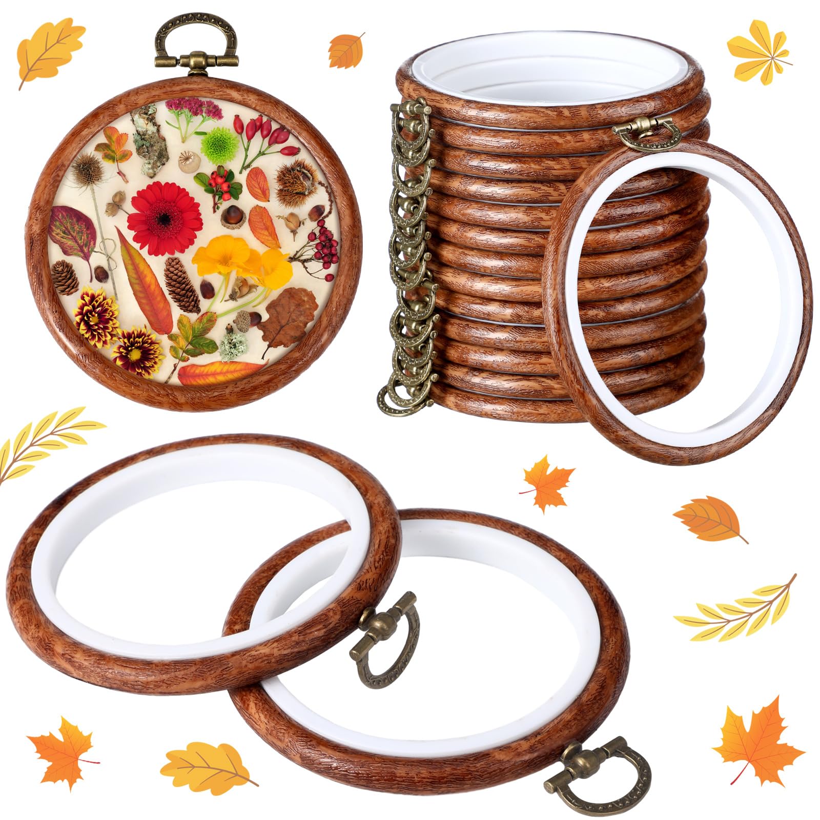 Burbell Stickrahmen-Set, 7,6 cm, dekorativer Stickrahmen, Holzimitat, Kreis, Federgummi, Kreuzstich, Holzrahmen, Kits für Frühling, Valentinstag, Kunst, Handwerk, Nähen, DIY-Geschenke, 15 Stück