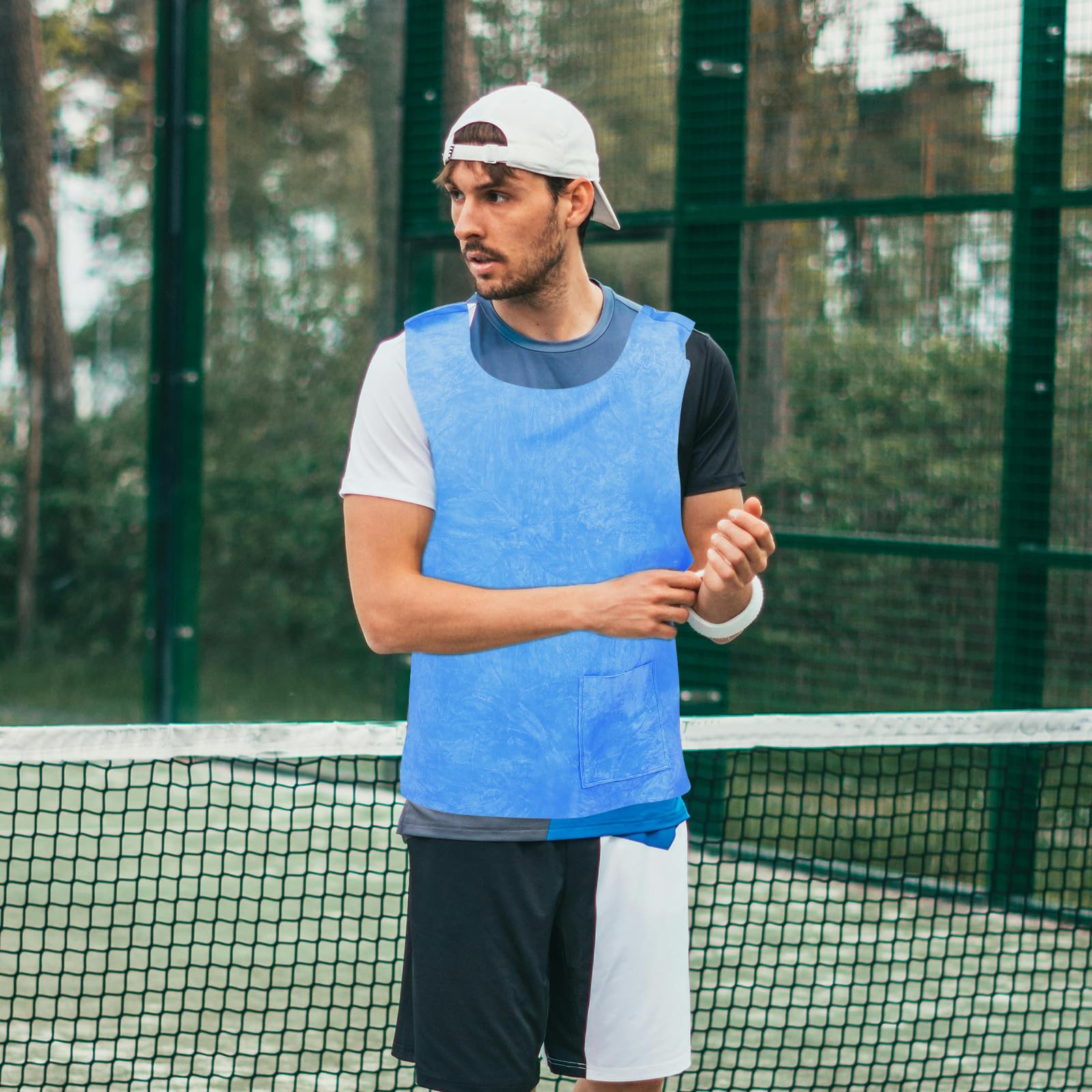 Gilet Rinfrescante da Esterno per Uomo e Donna, 60X40X0.3Cm, Assorbimento Acque Leggero, per Viaggi e Lavoro in Condizioni di Caldo, Blu