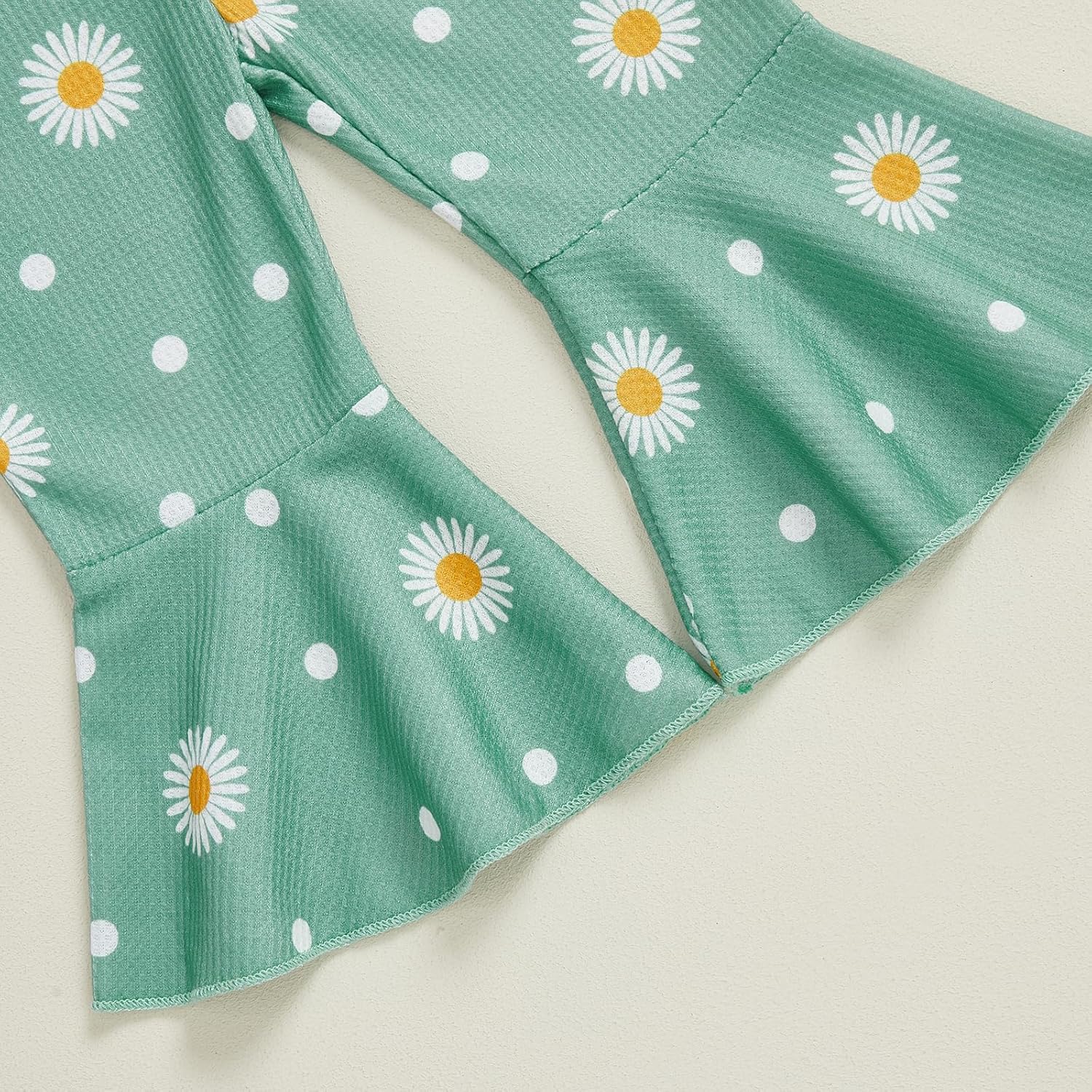 Honganda Baby Girl First Birthday Outfit Sleeveless Spaghetti Strap Daisy Romper Jumpsuit Bell Bottom Suspender Pants - Image 7