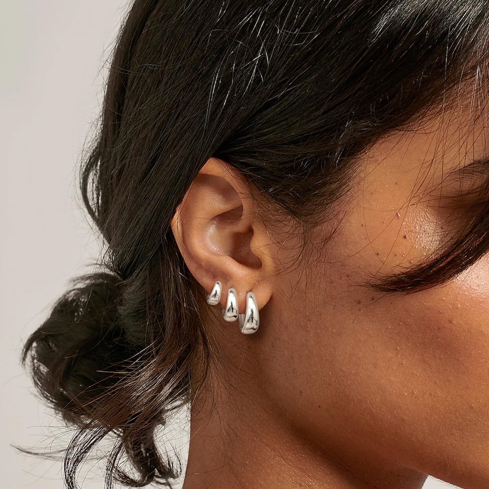 14K vergoldete Creolen für Damen, Silberne Creolen