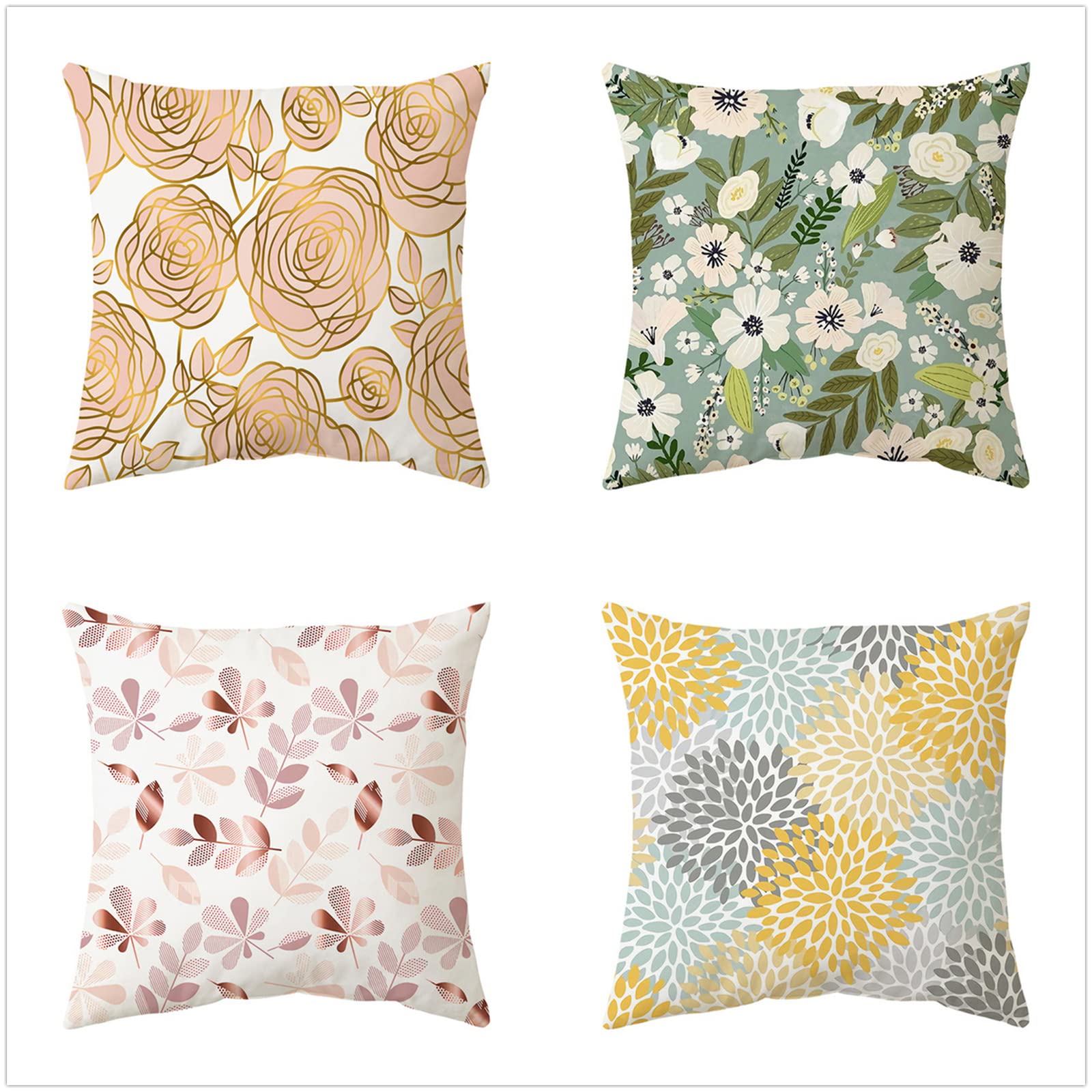 Set di 4 Fodere per Cuscini 80x80cm,cuscini per divano Piantare fiori Giardino Esterno Fodere per Cuscini Decorativi flax Quadrate per Cuscino,per Casa Soggiorno Camera da Letto Divano A631