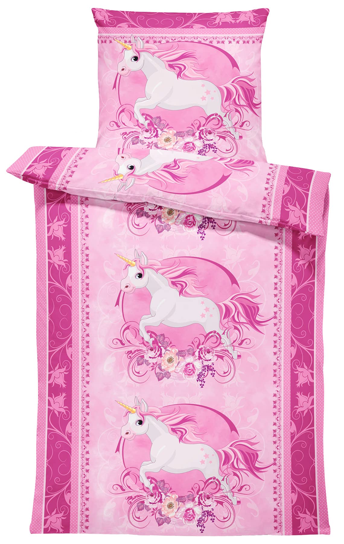 unbekannt Einhorn Bettwäsche 135x200 cm Unicorn Pferd rosa pink Kinder Mädchen Microfaser:1 Bettbezug 135 x 200 cm und 1 Kissenbezug 80 x 80 cm