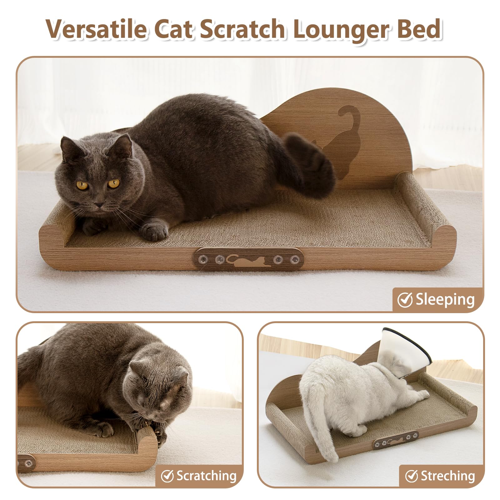 NATUYA Cat Scratcher Cardboard Lounge Bed, Large Cat Scratching Board Couch, Durable Cats Scartch Pad for Indoor Cats - Image 2